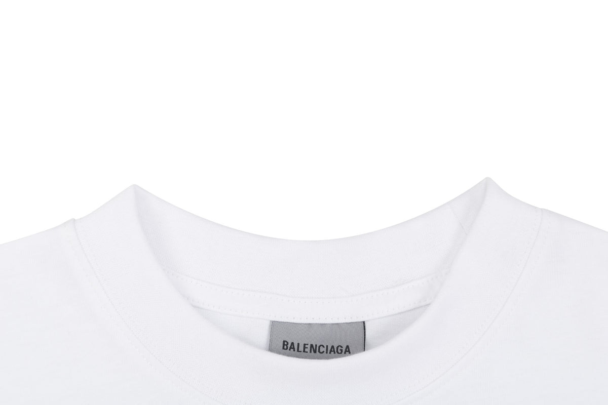 Balenciaga Layered Label Print Short Sleeve T-Shirt
