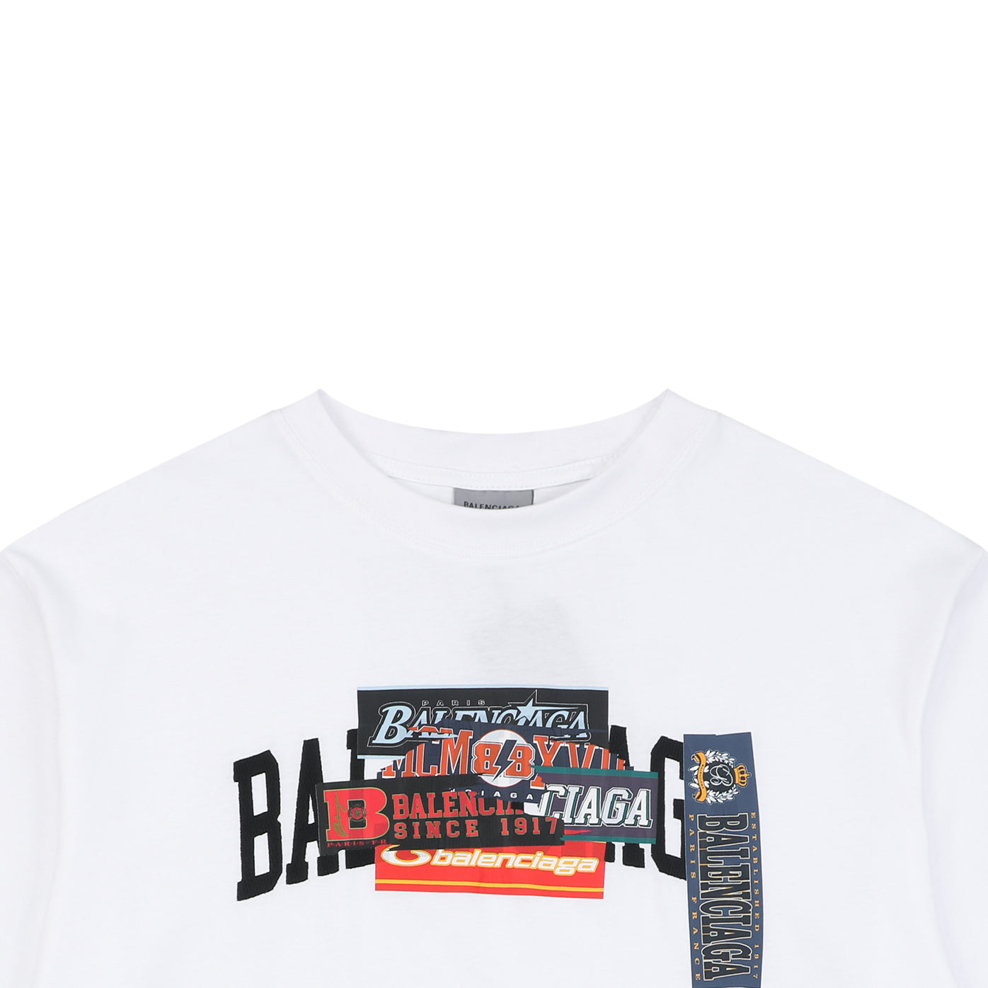 Balenciaga Layered Label Print Short Sleeve T-Shirt