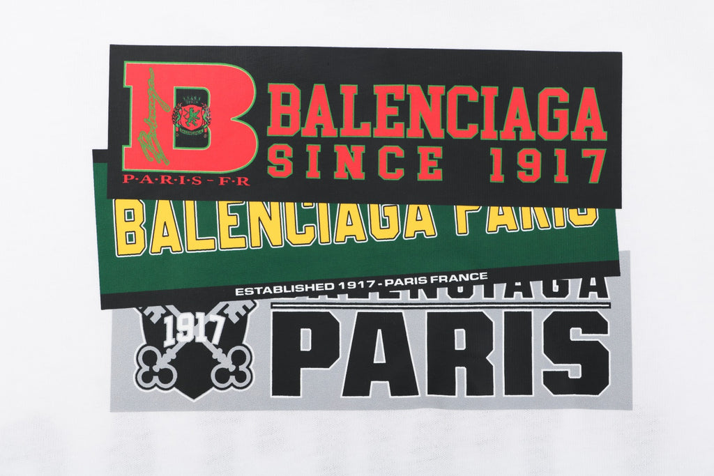Balenciaga Layered Label Print Short Sleeve T-Shirt