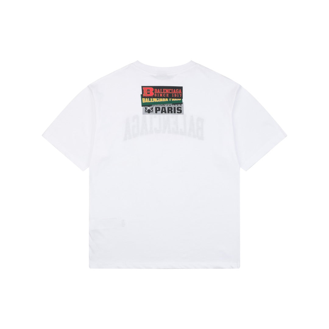 Balenciaga Layered Label Print Short Sleeve T-Shirt