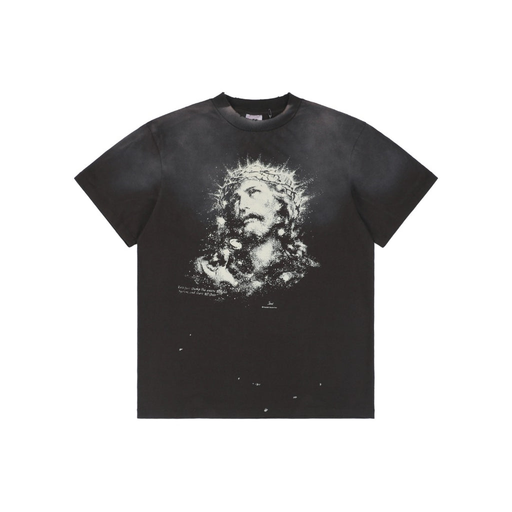Saint Michael 25SS Glow-in-the-Dark Crown of Thorns Jesus Print Short Sleeve T-Shirt