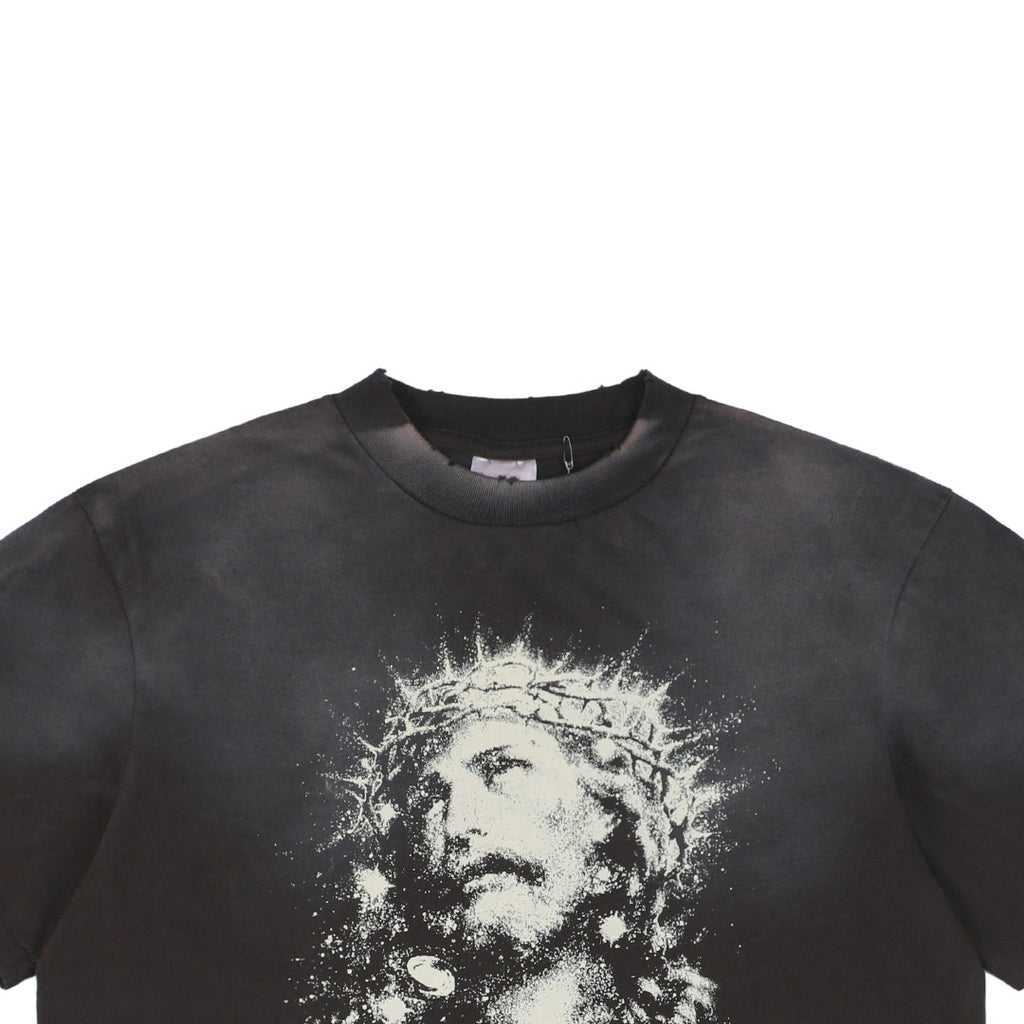 Saint Michael 25SS Glow-in-the-Dark Crown of Thorns Jesus Print Short Sleeve T-Shirt