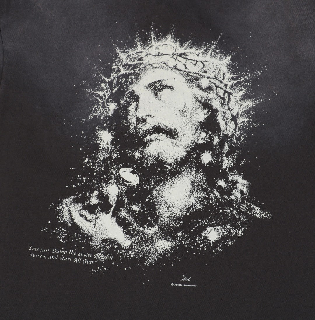 Saint Michael 25SS Glow-in-the-Dark Crown of Thorns Jesus Print Short Sleeve T-Shirt