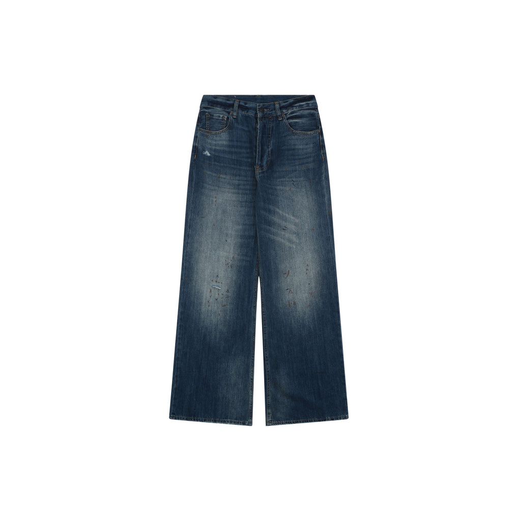 Acne Studios 2021F Ink Splash Distressed Wide-Leg Jeans