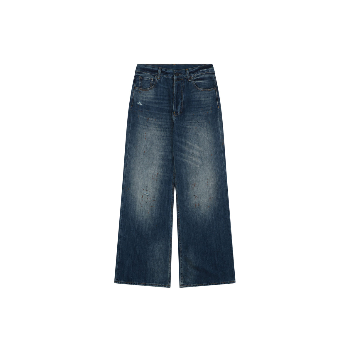 Acne Studios 2021F Ink Splash Distressed Wide-Leg Jeans