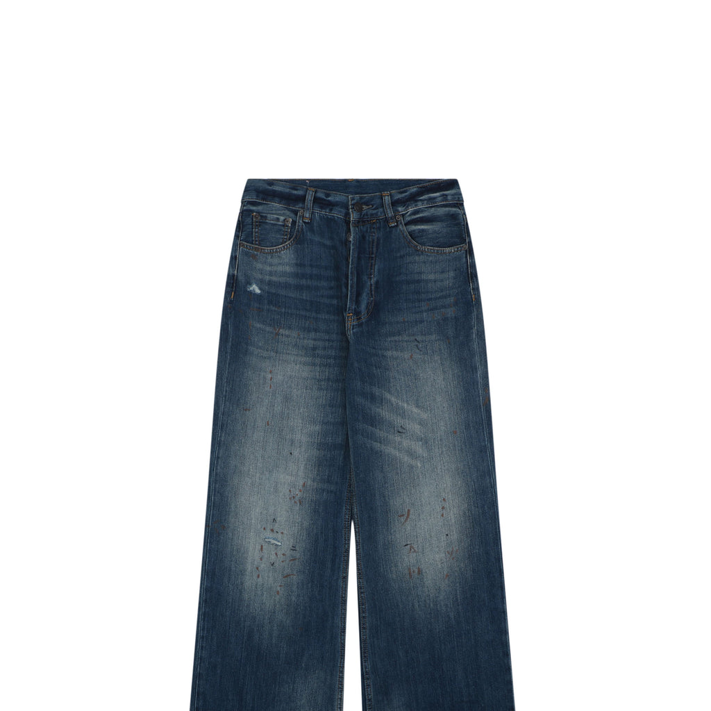 Acne Studios 2021F Ink Splash Distressed Wide-Leg Jeans