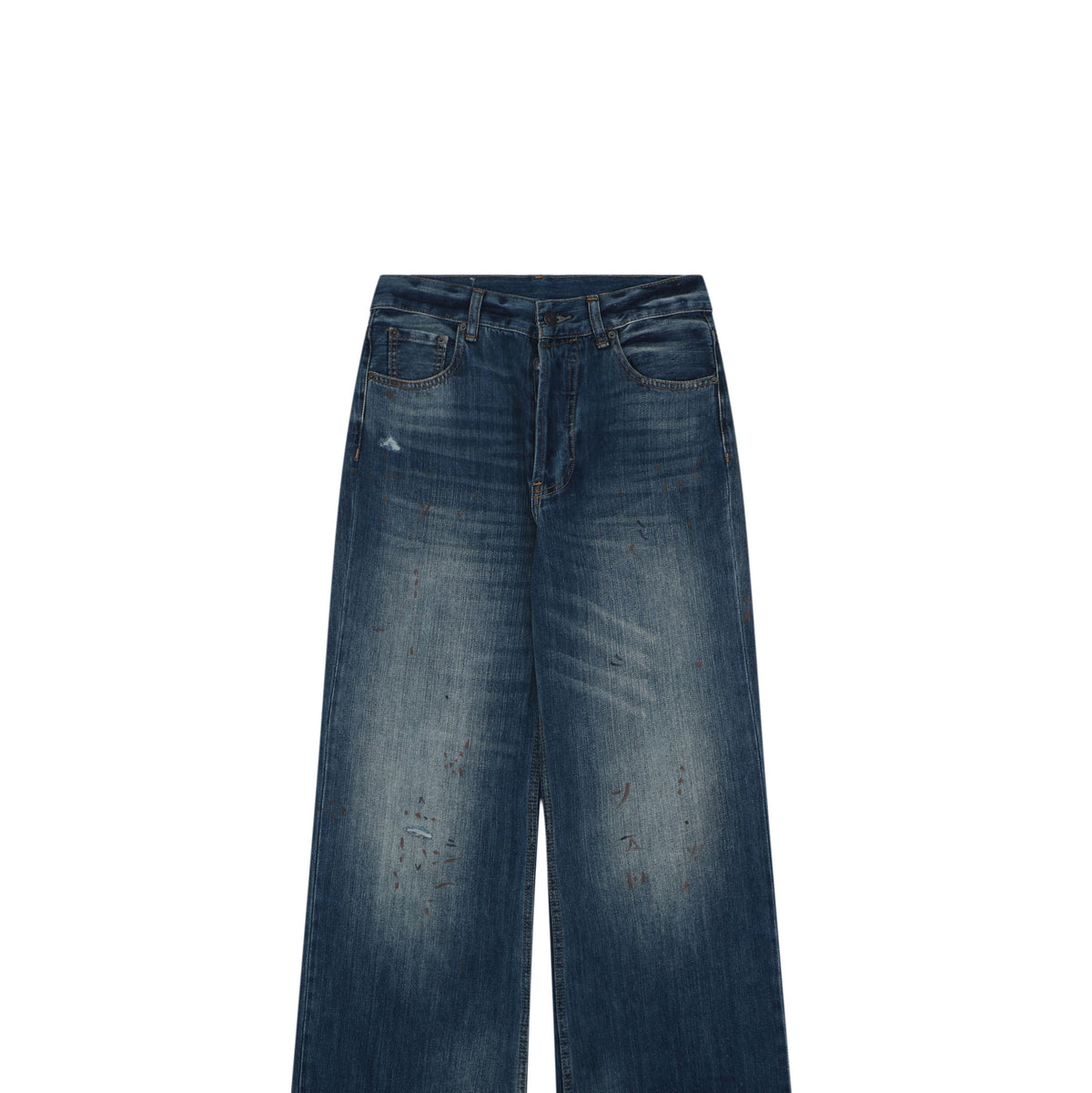 Acne Studios 2021F Ink Splash Distressed Wide-Leg Jeans