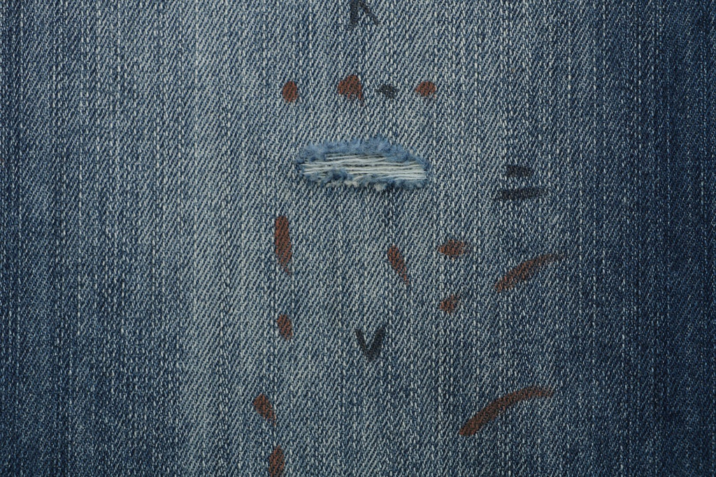 Acne Studios 2021F Ink Splash Distressed Wide-Leg Jeans