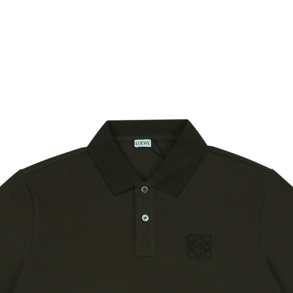 Loewe Tonal Jacquard Anagram Embroidered Polo Short Sleeve - Brown