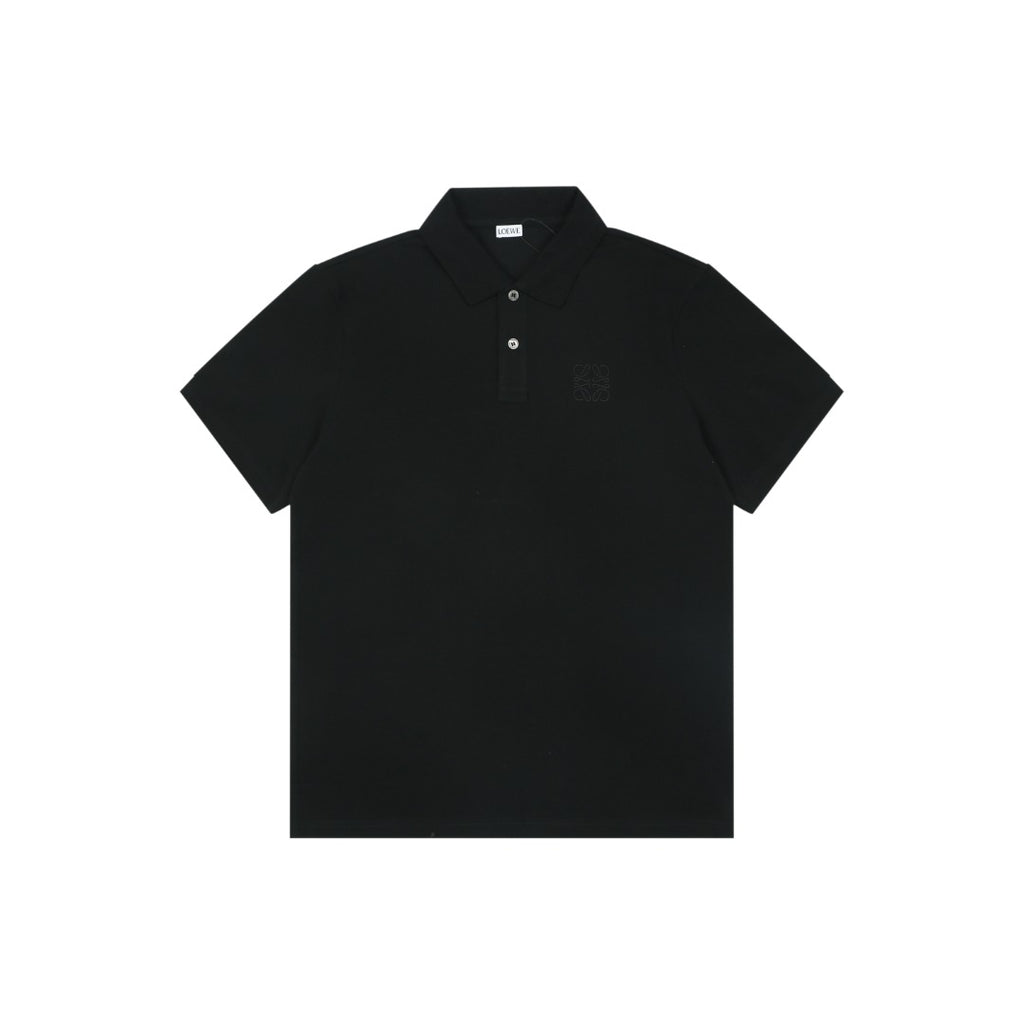 Loewe Tonal Jacquard Anagram Embroidered Polo Short Sleeve - Black