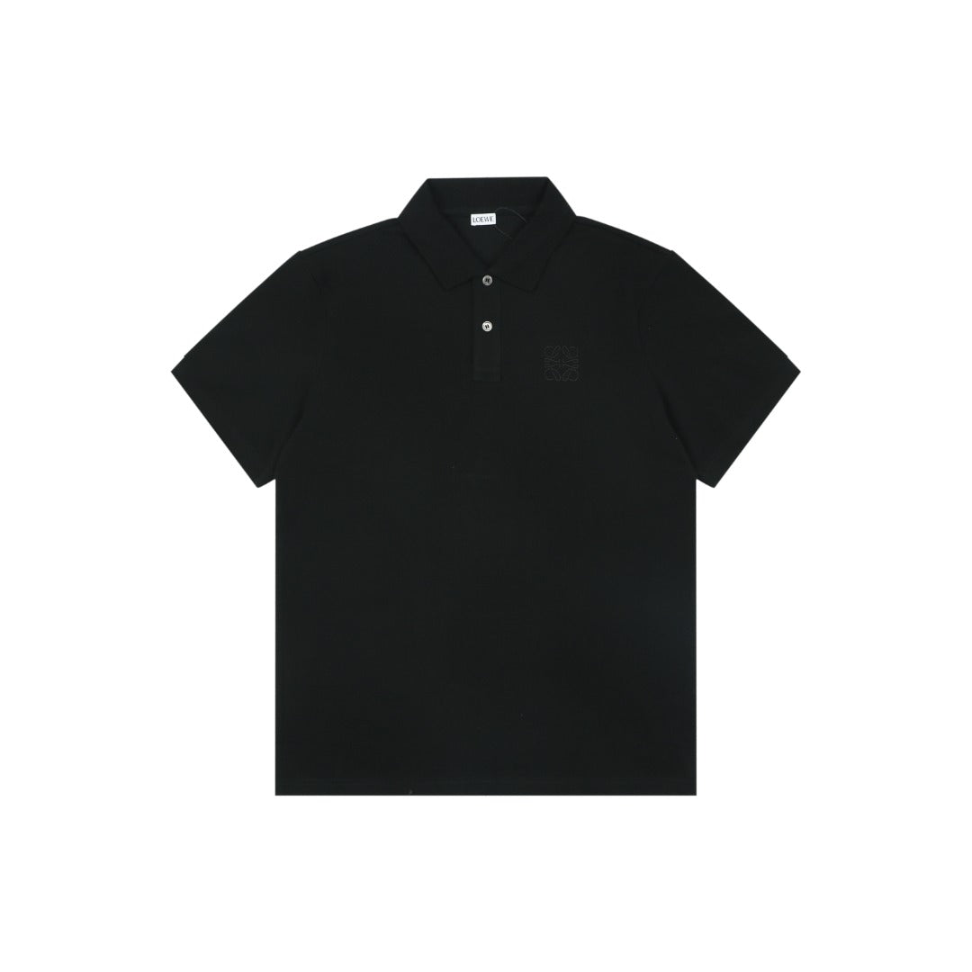 Loewe Tonal Jacquard Anagram Embroidered Polo Short Sleeve - Black