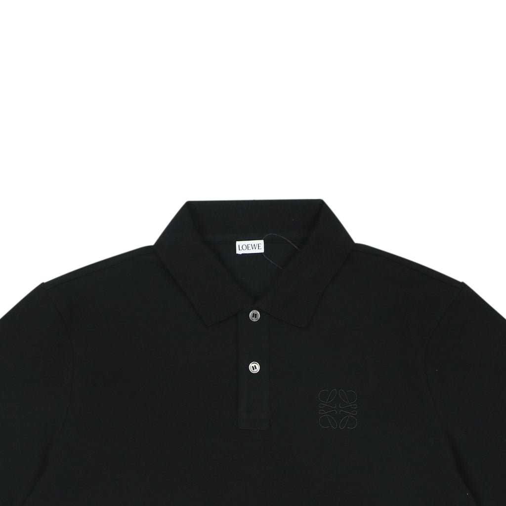 Loewe Tonal Jacquard Anagram Embroidered Polo Short Sleeve - Black