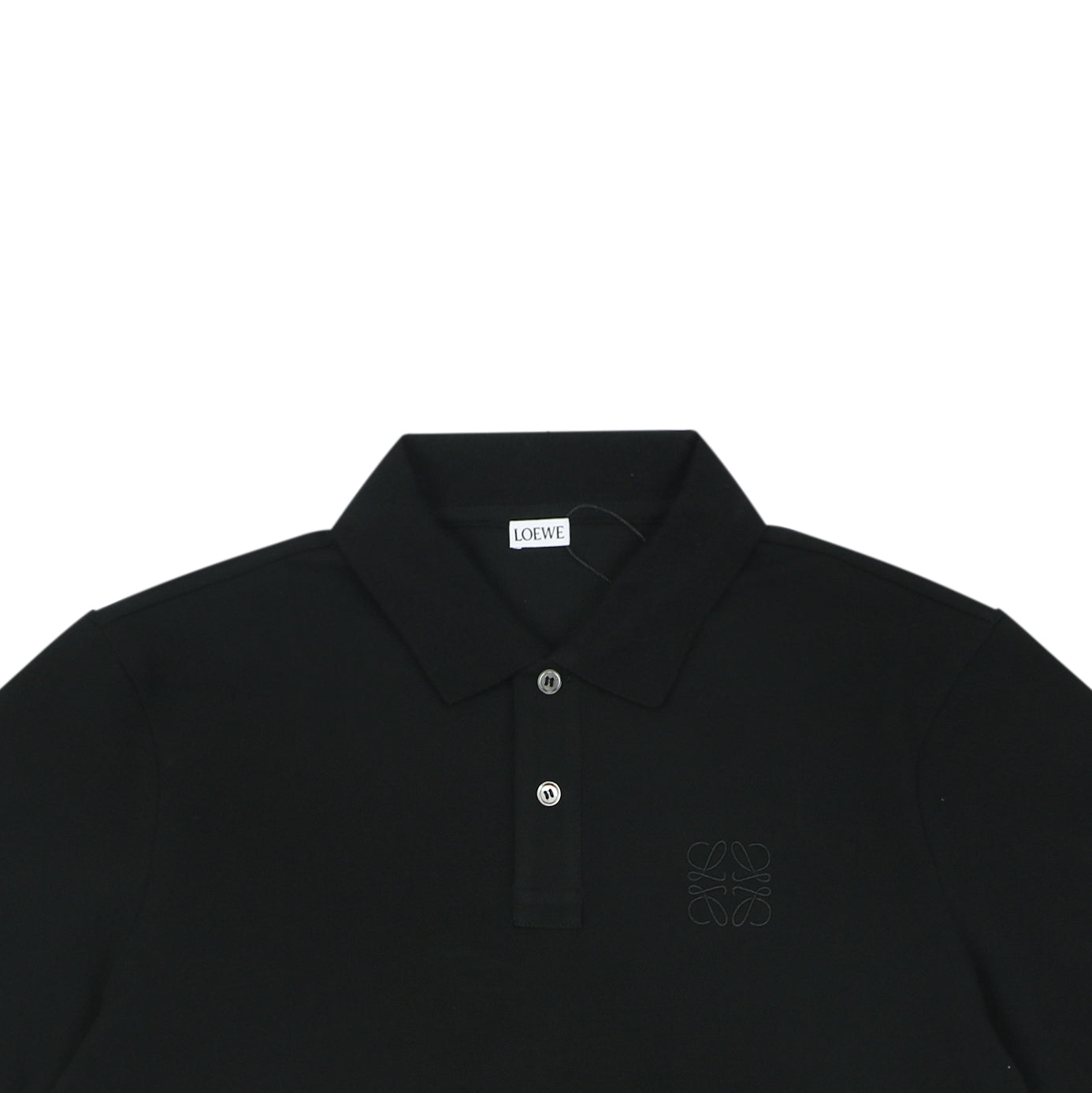 Loewe Tonal Jacquard Anagram Embroidered Polo Short Sleeve - Black