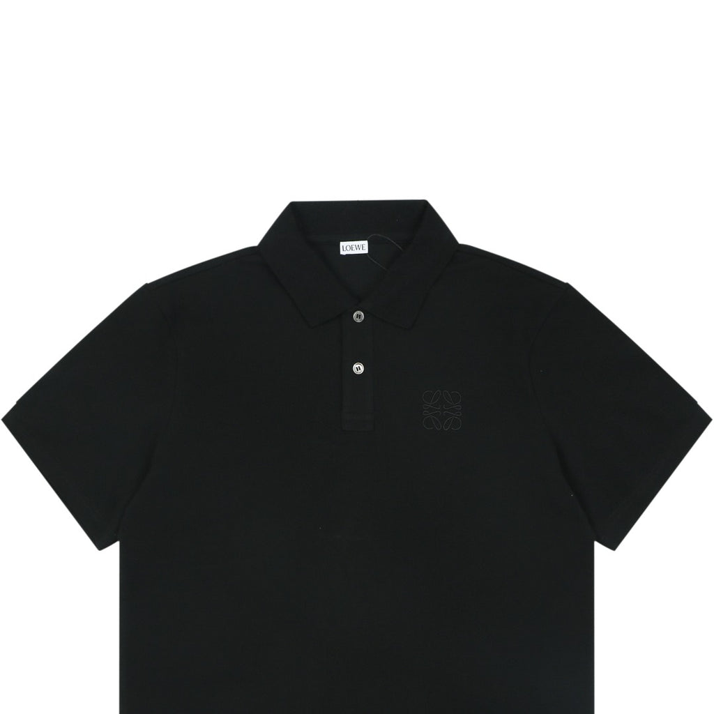 Loewe Tonal Jacquard Anagram Embroidered Polo Short Sleeve - Black