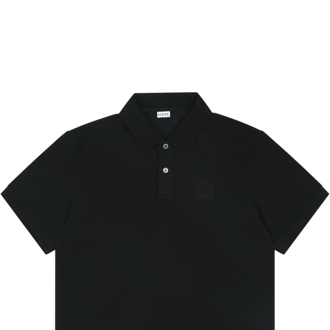 Loewe Tonal Jacquard Anagram Embroidered Polo Short Sleeve - Black