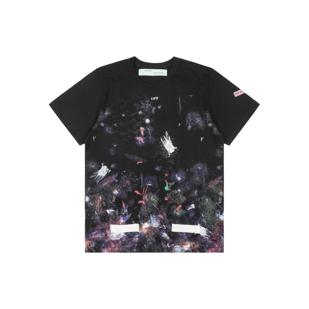 Off-White c/o Virgil Abloh 17SS Starry Sky Fireworks Ink Splash Arrow Print Short Sleeve T-Shirt