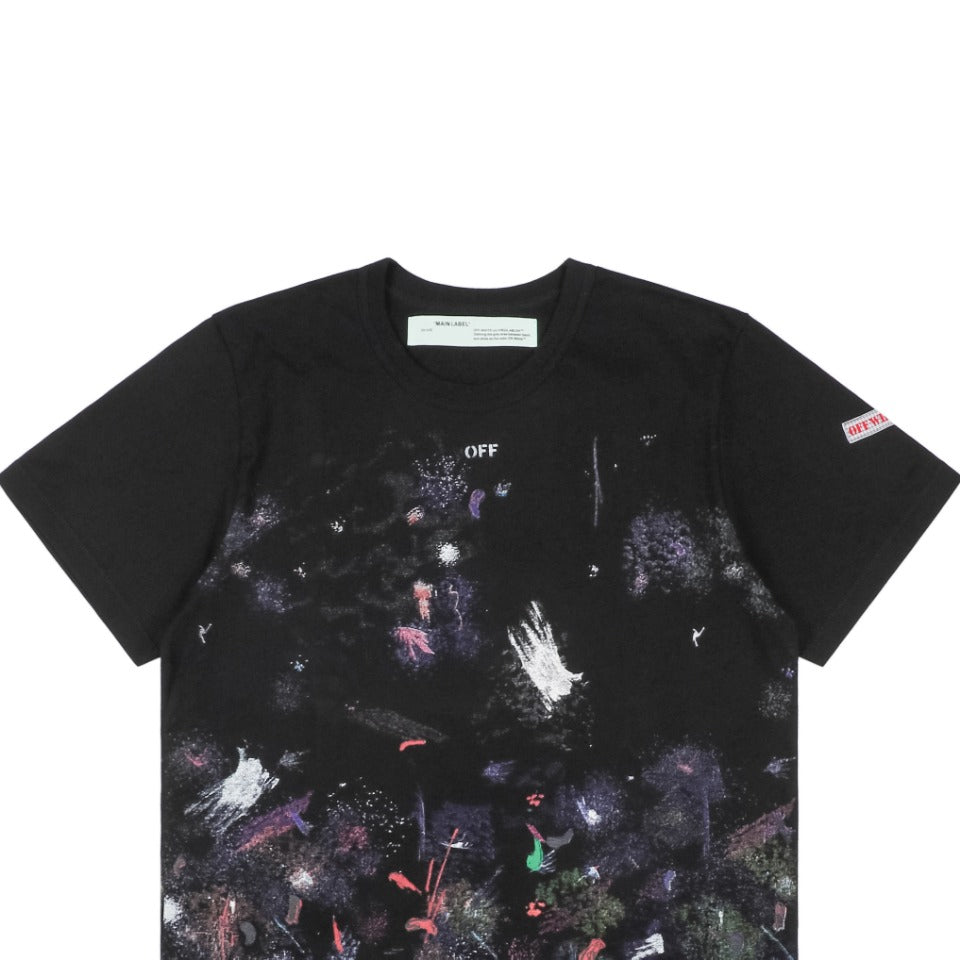 Off-White c/o Virgil Abloh 17SS Starry Sky Fireworks Ink Splash Arrow Print Short Sleeve T-Shirt