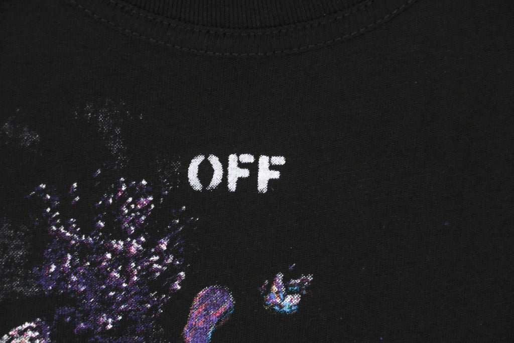 Off-White c/o Virgil Abloh 17SS Starry Sky Fireworks Ink Splash Arrow Print Short Sleeve T-Shirt