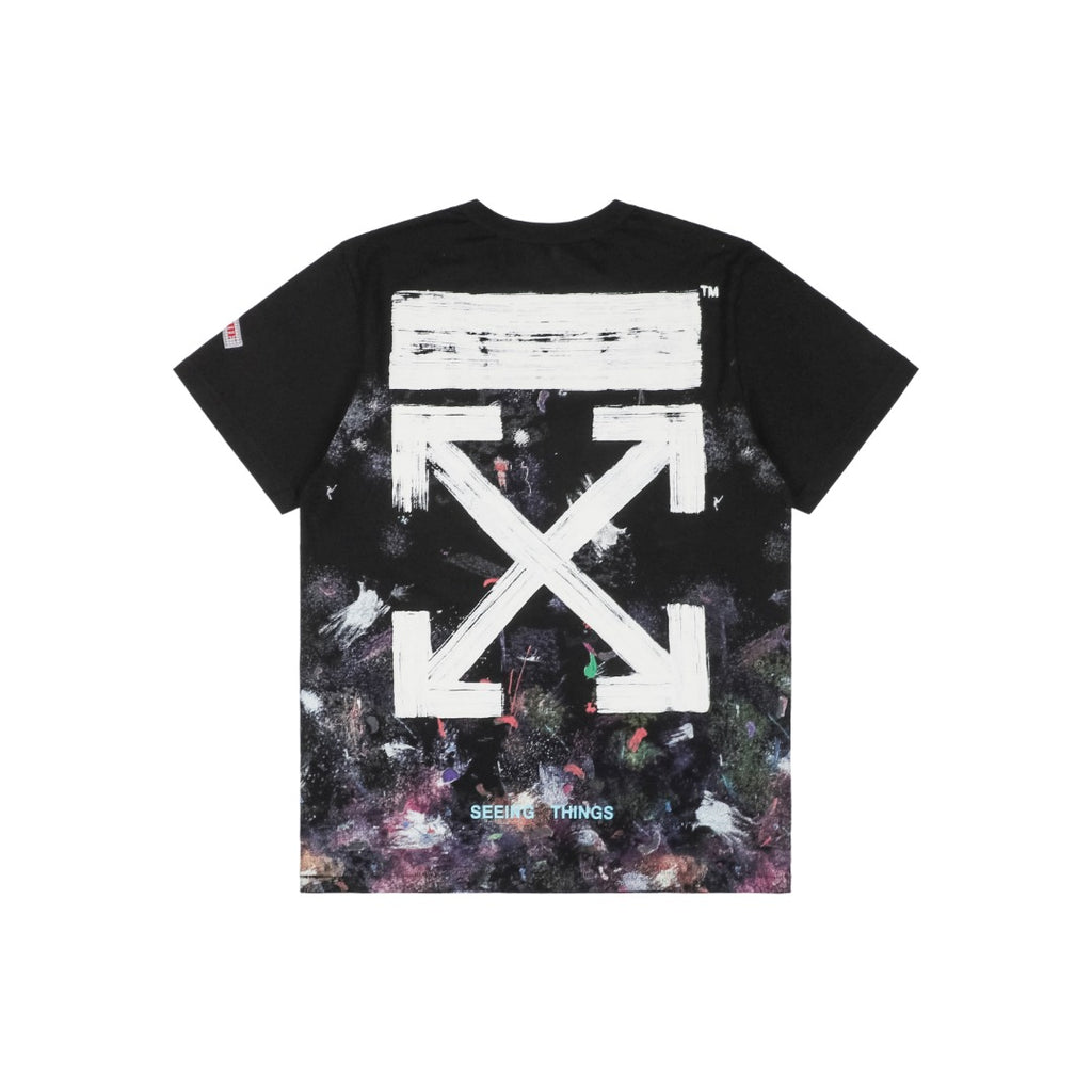 Off-White c/o Virgil Abloh 17SS Starry Sky Fireworks Ink Splash Arrow Print Short Sleeve T-Shirt
