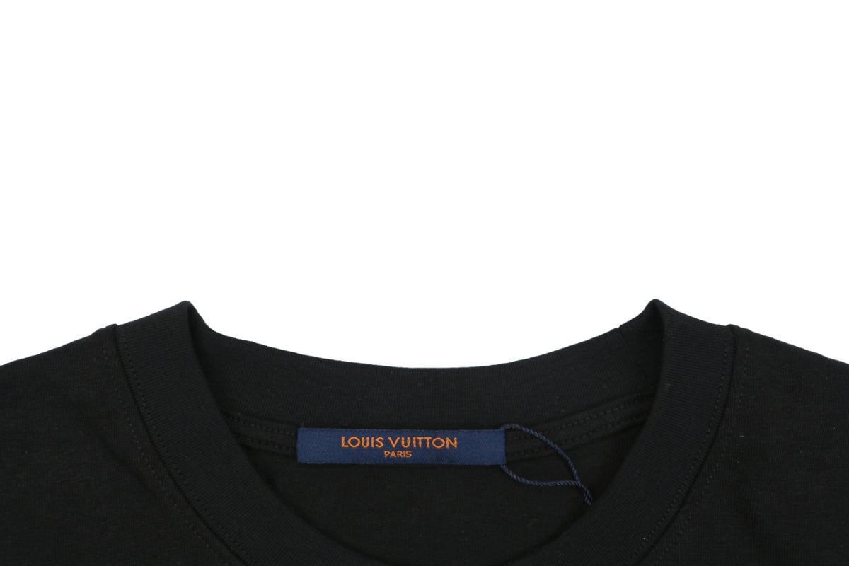 Louis Vuitton Dot Matrix Graffiti Monogram Print Short Sleeve T-Shirt - Black