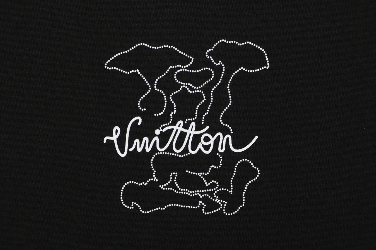 Louis Vuitton Dot Matrix Graffiti Monogram Print Short Sleeve T-Shirt - Black