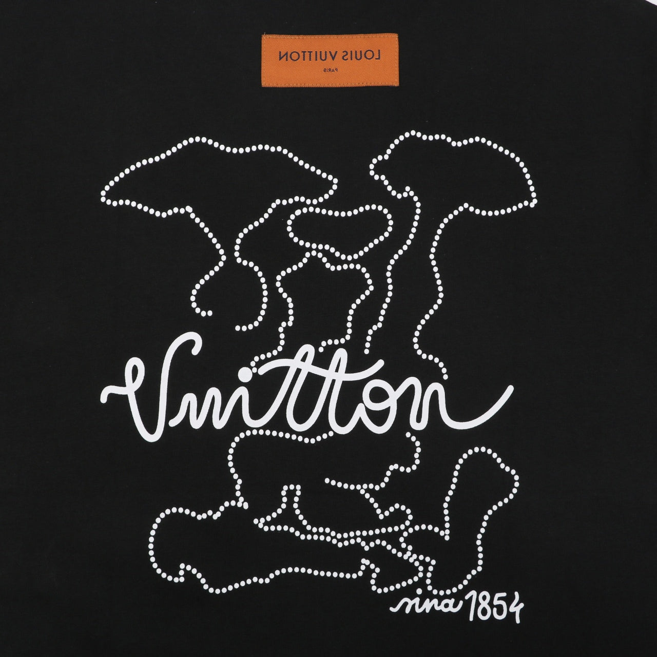 Louis Vuitton Dot Matrix Graffiti Monogram Print Short Sleeve T-Shirt - Black