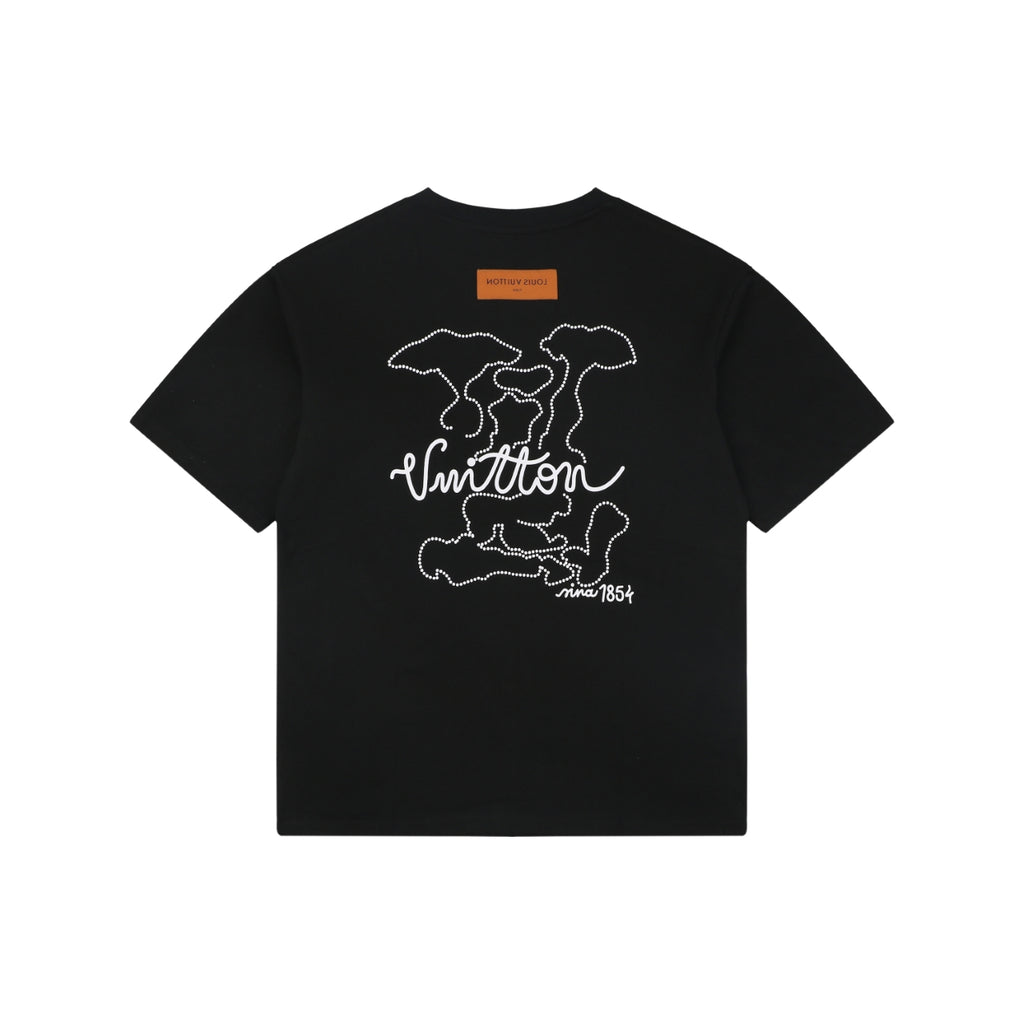 Louis Vuitton Dot Matrix Graffiti Monogram Print Short Sleeve T-Shirt - Black
