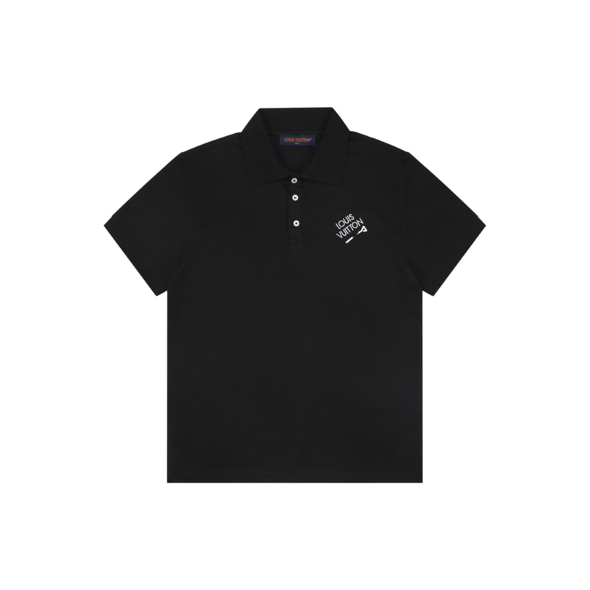 Louis Vuitton Safety Pin Monogram Letter Embroidered Polo Short Sleeve - Black