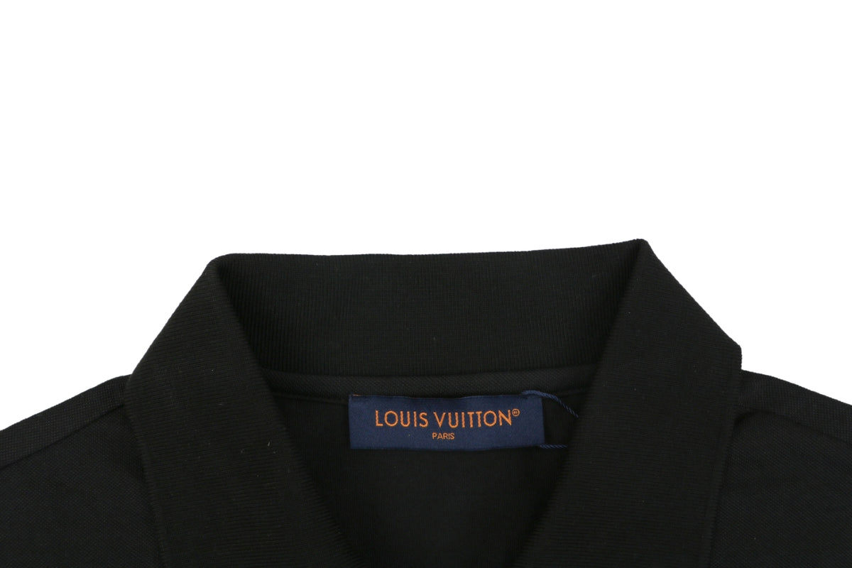 Louis Vuitton Safety Pin Monogram Letter Embroidered Polo Short Sleeve - Black