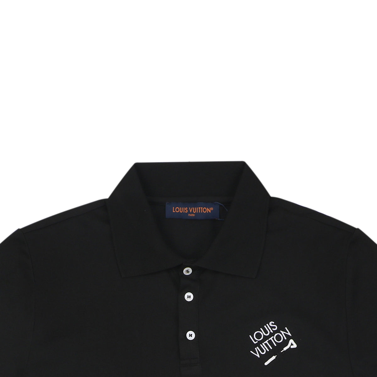 Louis Vuitton Safety Pin Monogram Letter Embroidered Polo Short Sleeve - Black