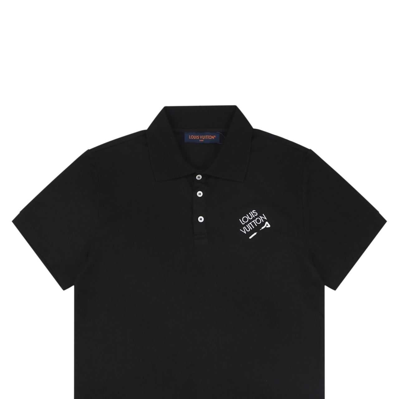 Louis Vuitton Safety Pin Monogram Letter Embroidered Polo Short Sleeve - Black