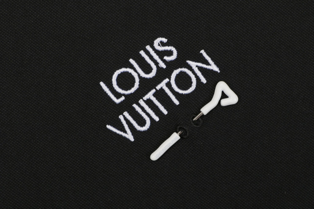 Louis Vuitton Safety Pin Monogram Letter Embroidered Polo Short Sleeve - Black