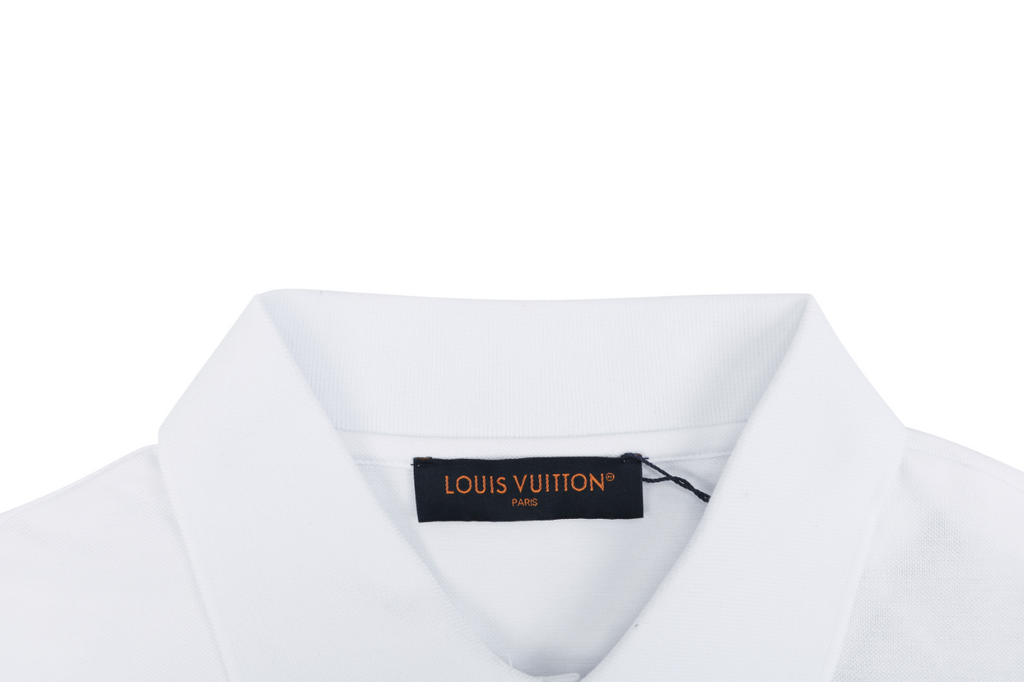 Louis Vuitton Safety Pin Monogram Letter Embroidered Polo Short Sleeve - White