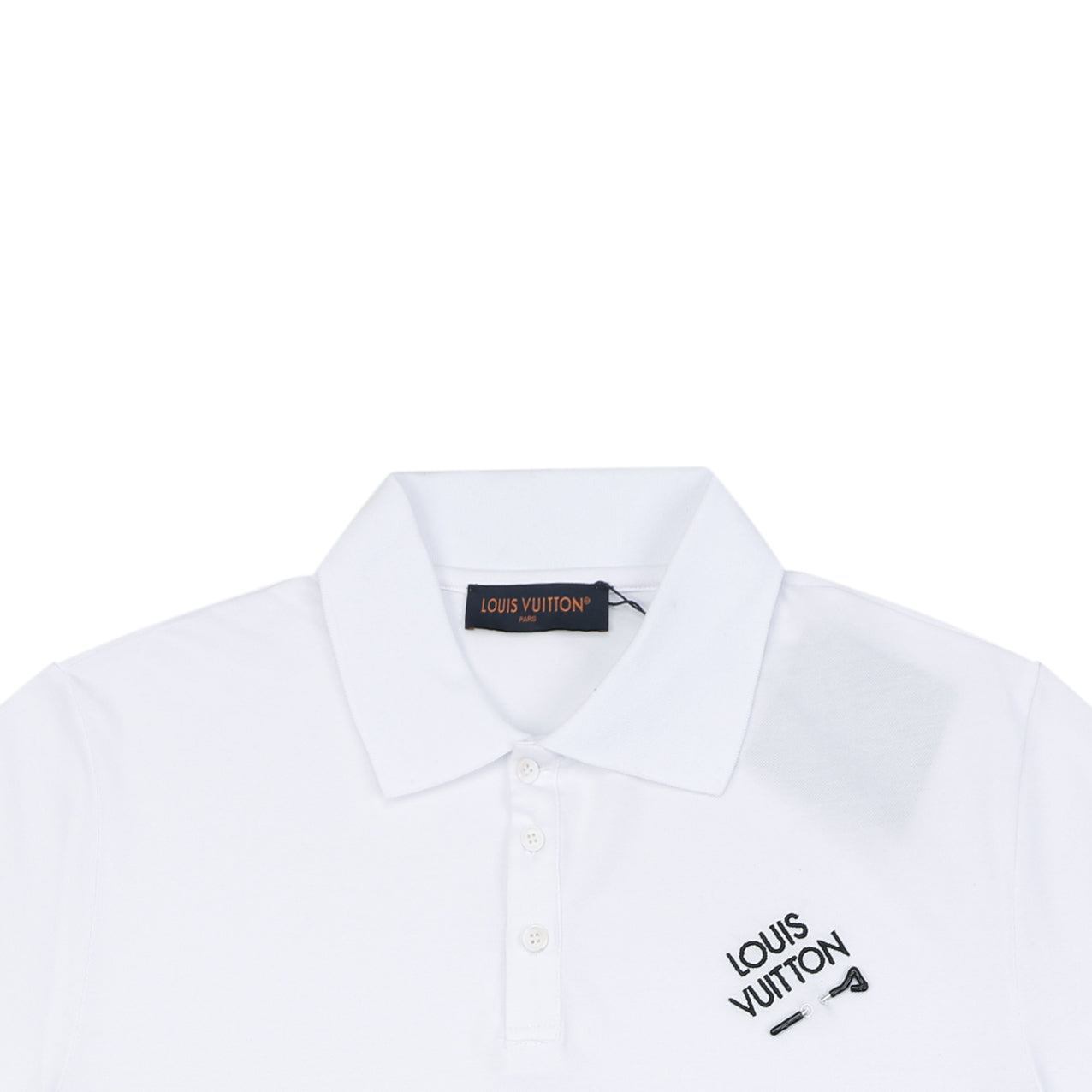 Louis Vuitton Safety Pin Monogram Letter Embroidered Polo Short Sleeve - White