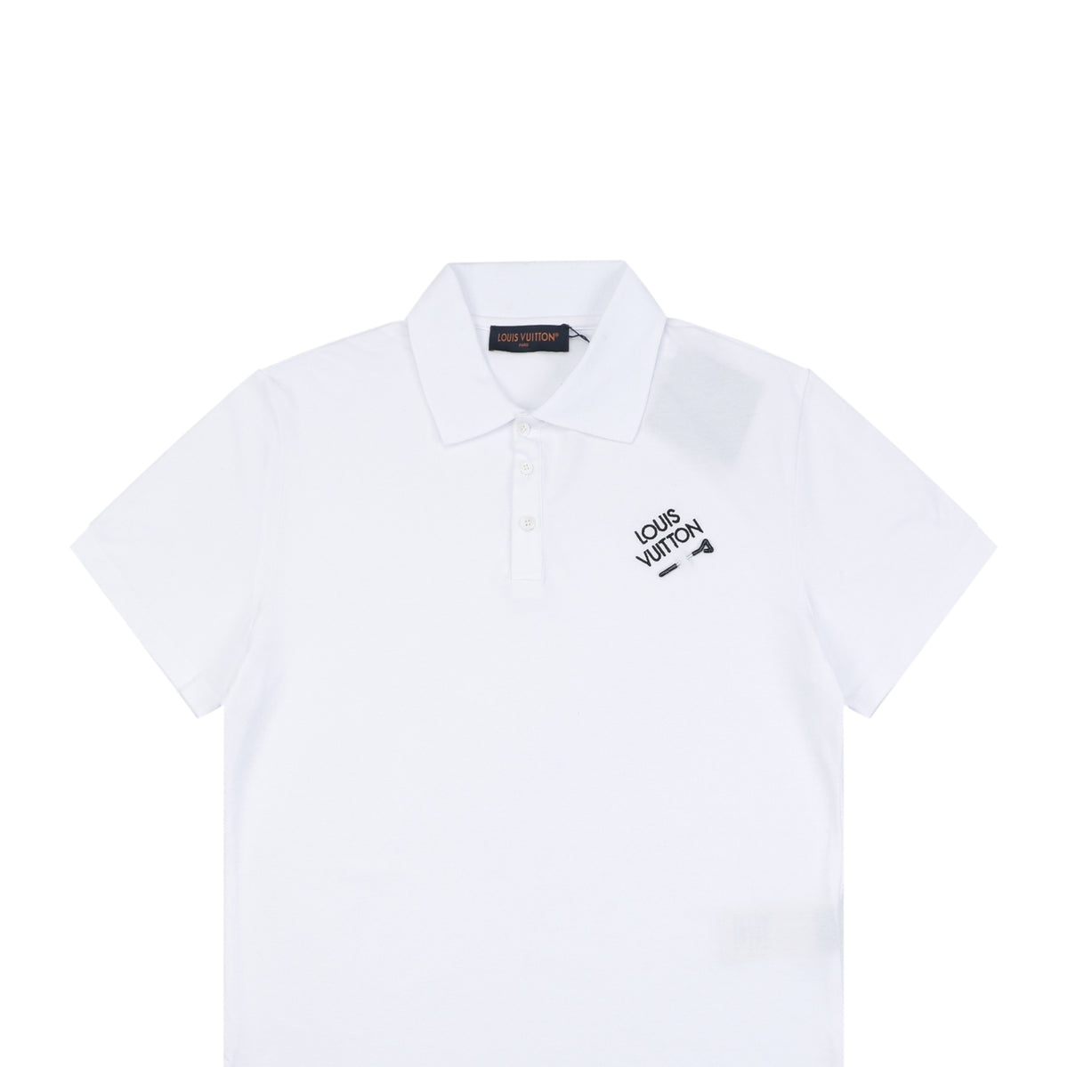 Louis Vuitton Safety Pin Monogram Letter Embroidered Polo Short Sleeve - White
