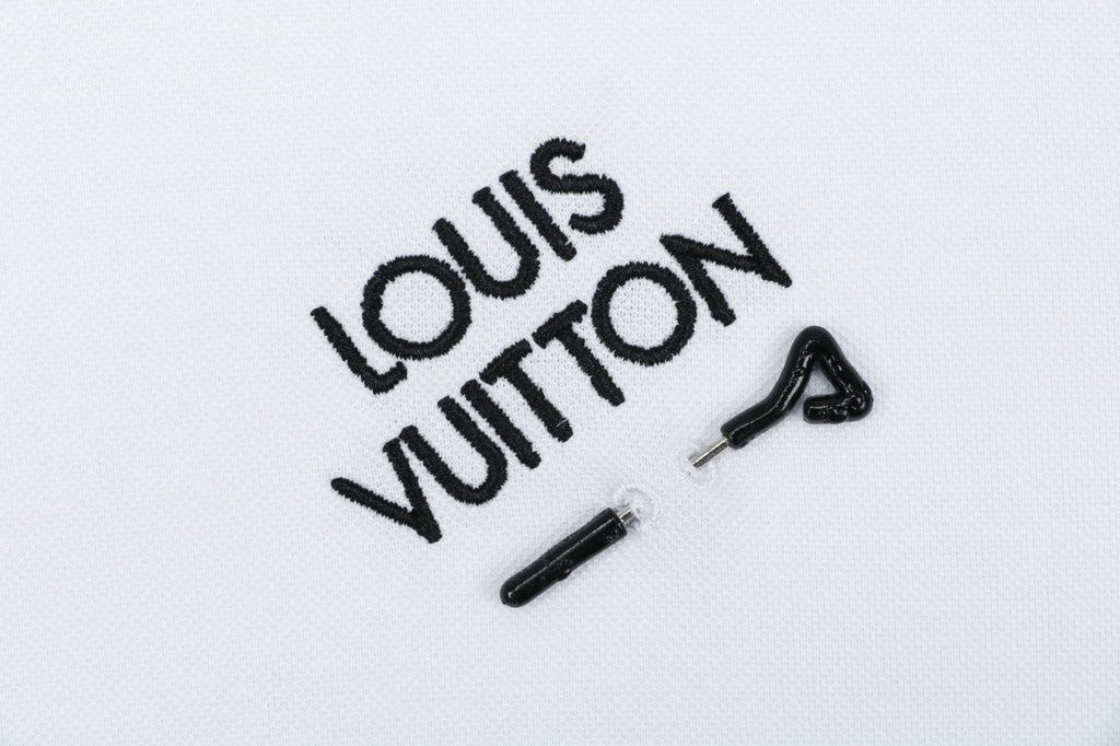 Louis Vuitton Safety Pin Monogram Letter Embroidered Polo Short Sleeve - White