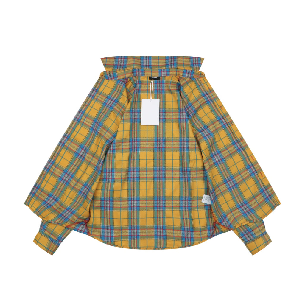 We11done Back Square Logo Plaid Long Sleeve Shirt - Yellow