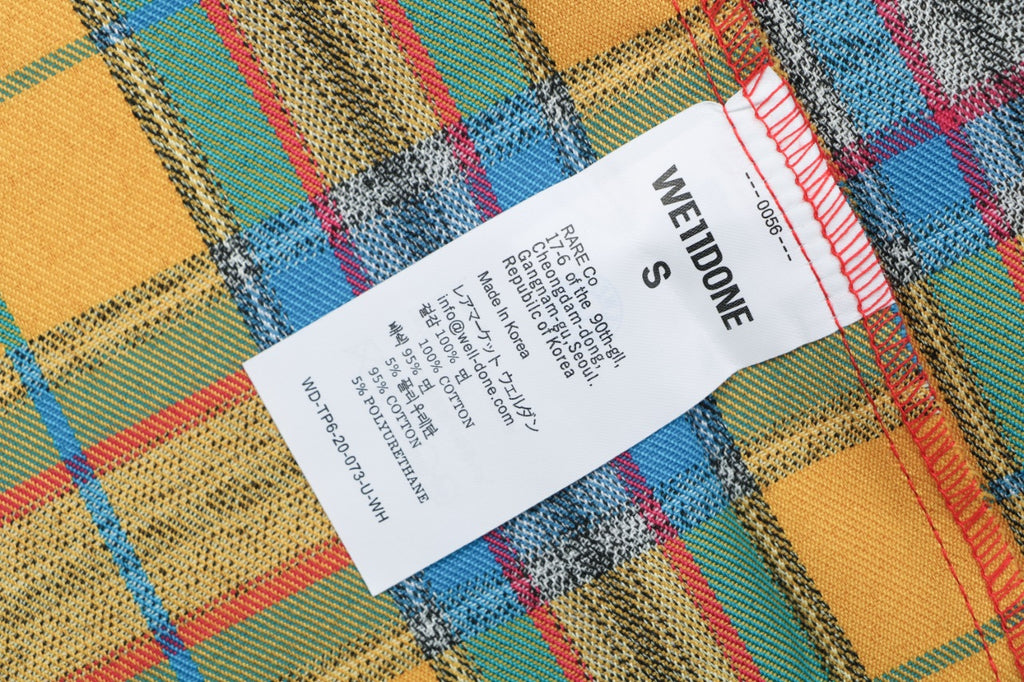 We11done Back Square Logo Plaid Long Sleeve Shirt - Yellow