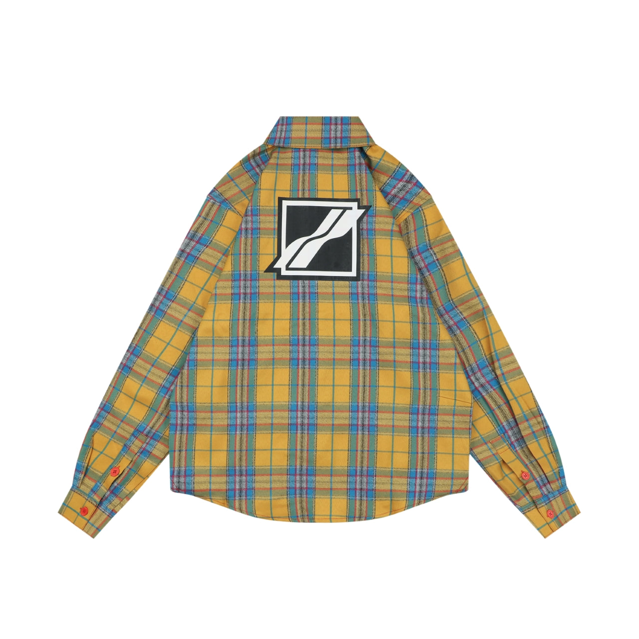 We11done Back Square Logo Plaid Long Sleeve Shirt - Yellow