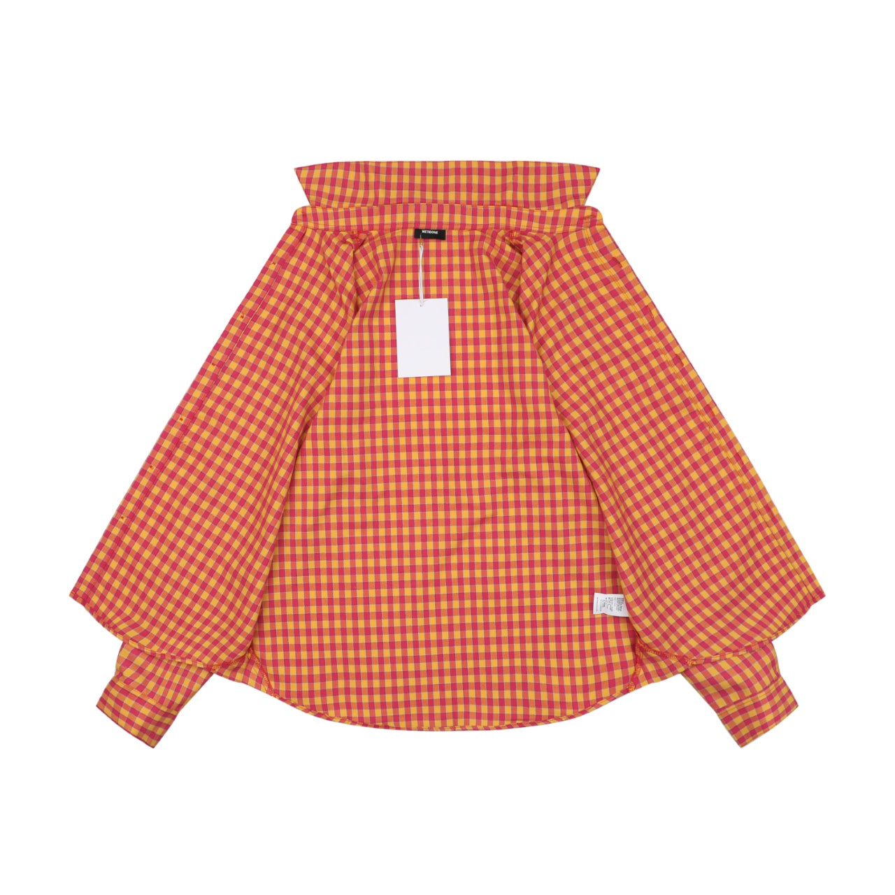 We11done Back Square Logo Plaid Long Sleeve Shirt - Orange