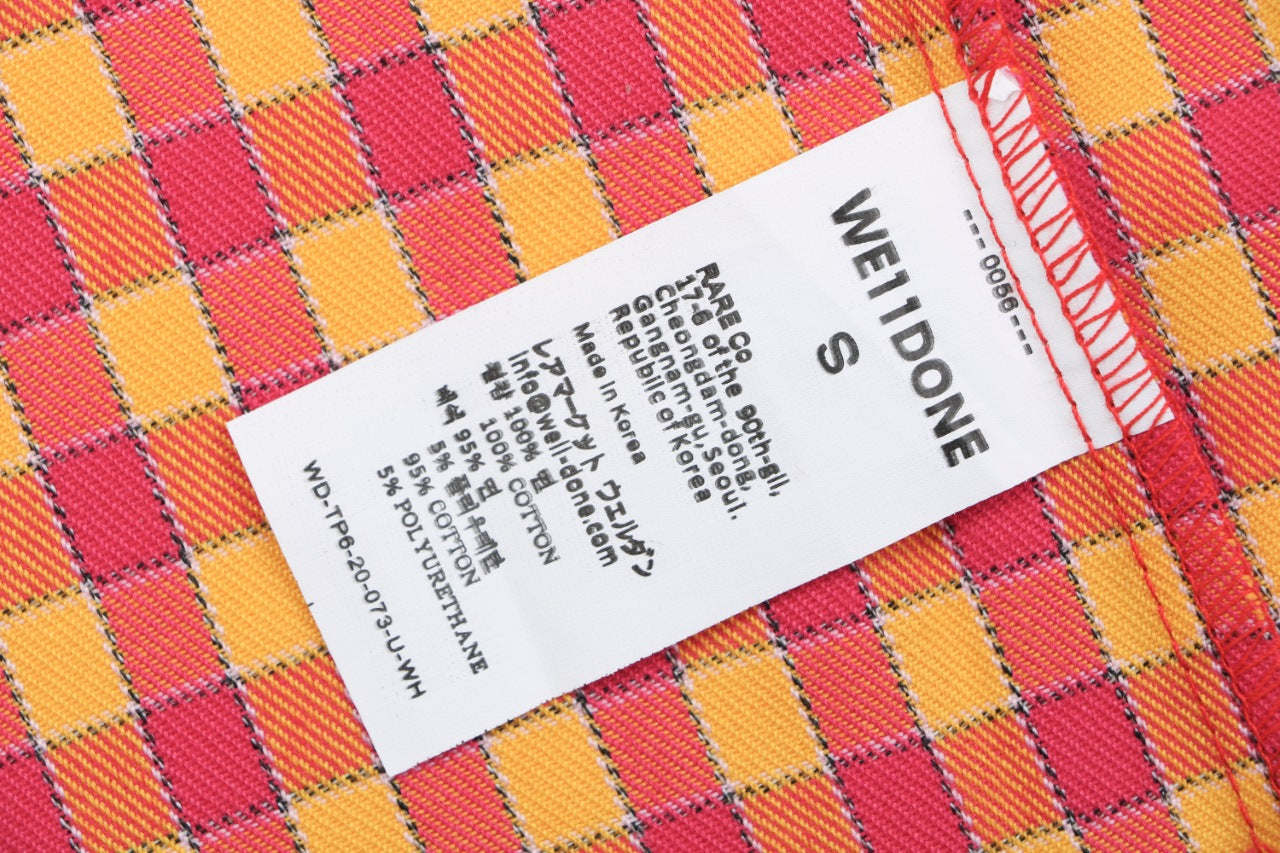 We11done Back Square Logo Plaid Long Sleeve Shirt - Orange