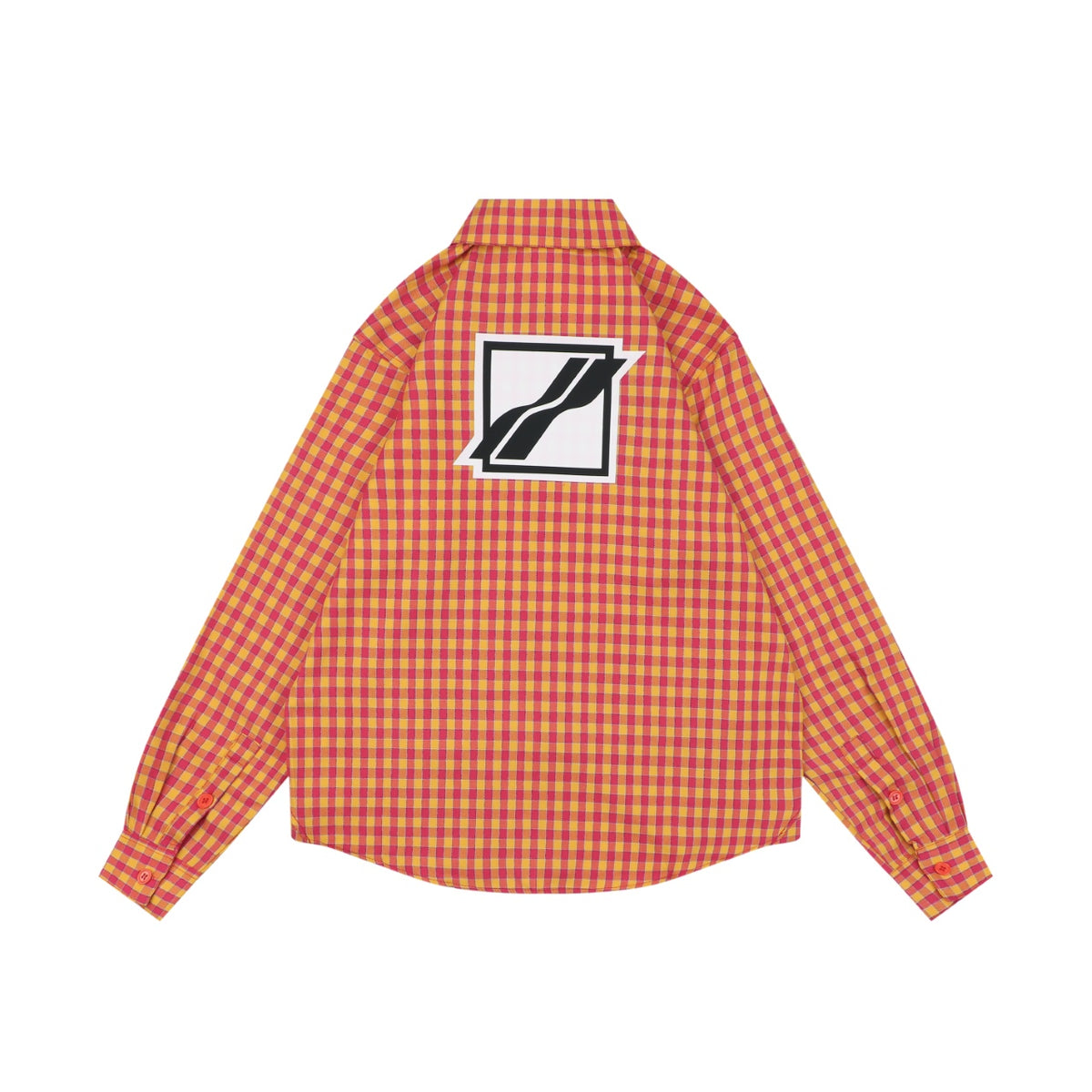 We11done Back Square Logo Plaid Long Sleeve Shirt - Orange