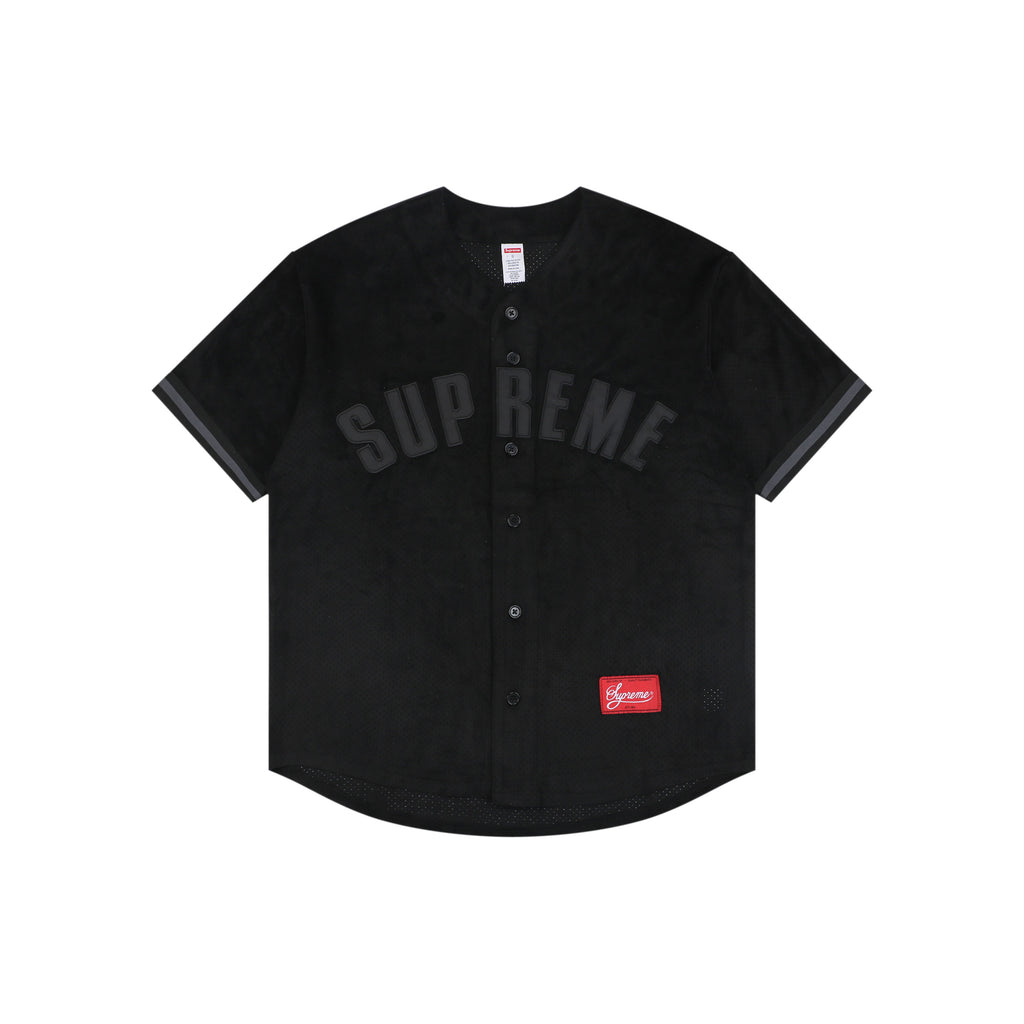 Supreme Suede Mesh Baseball Jersey Short Sleeve - Black