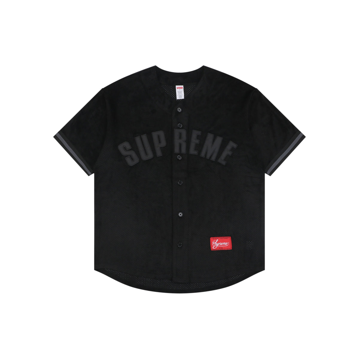 Supreme Suede Mesh Baseball Jersey Short Sleeve - Black
