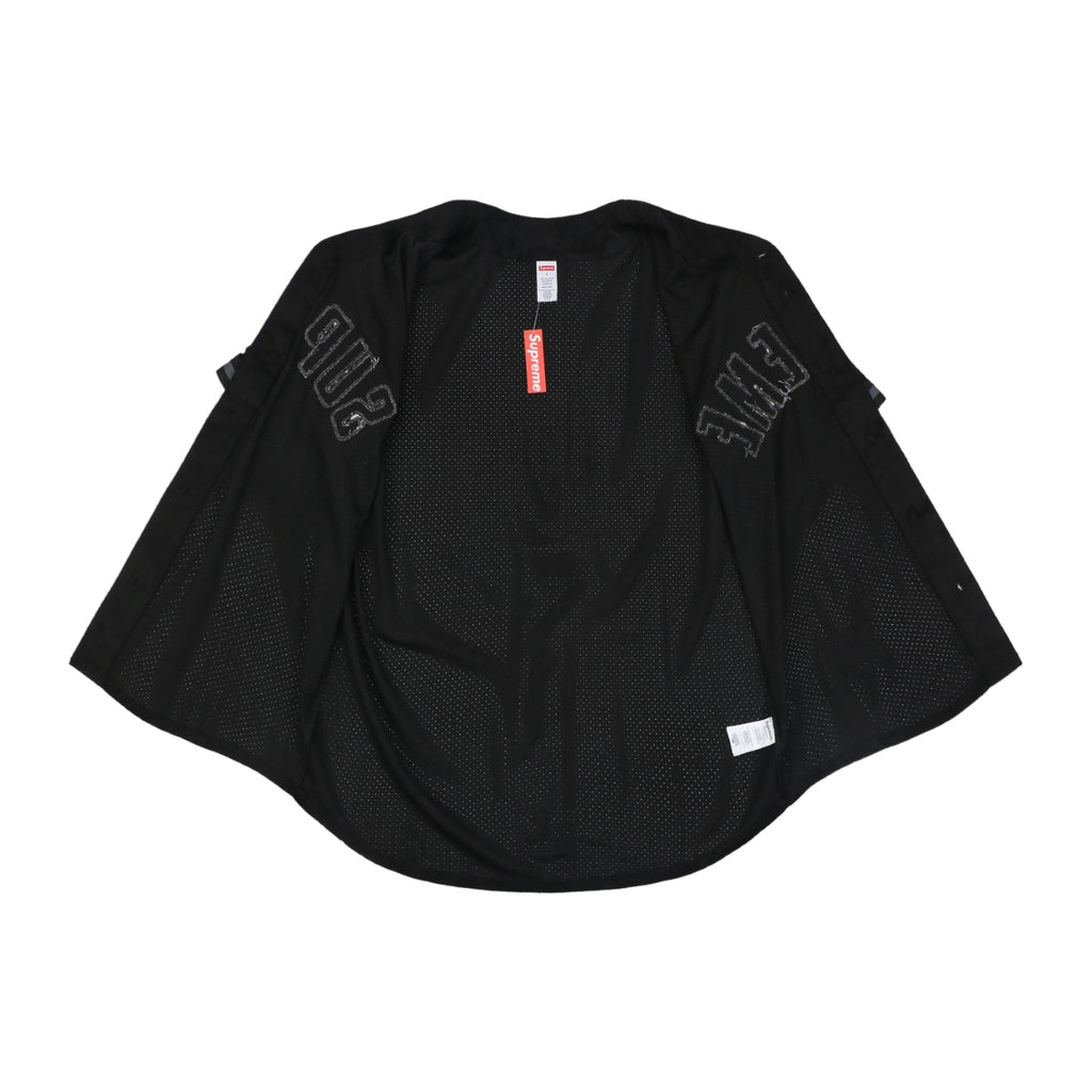 Supreme Suede Mesh Baseball Jersey Short Sleeve - Black