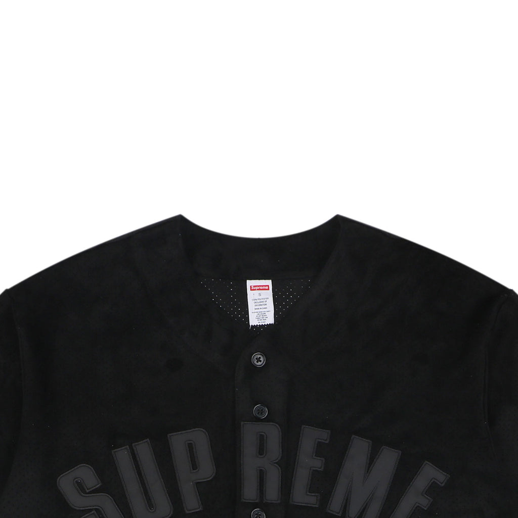 Supreme Suede Mesh Baseball Jersey Short Sleeve - Black