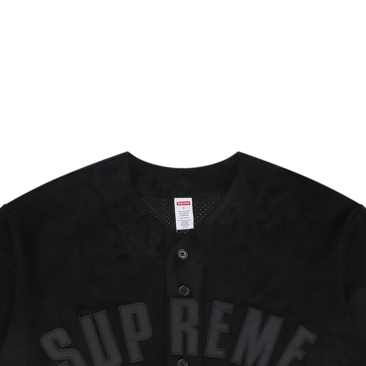 Supreme Suede Mesh Baseball Jersey Short Sleeve - Black