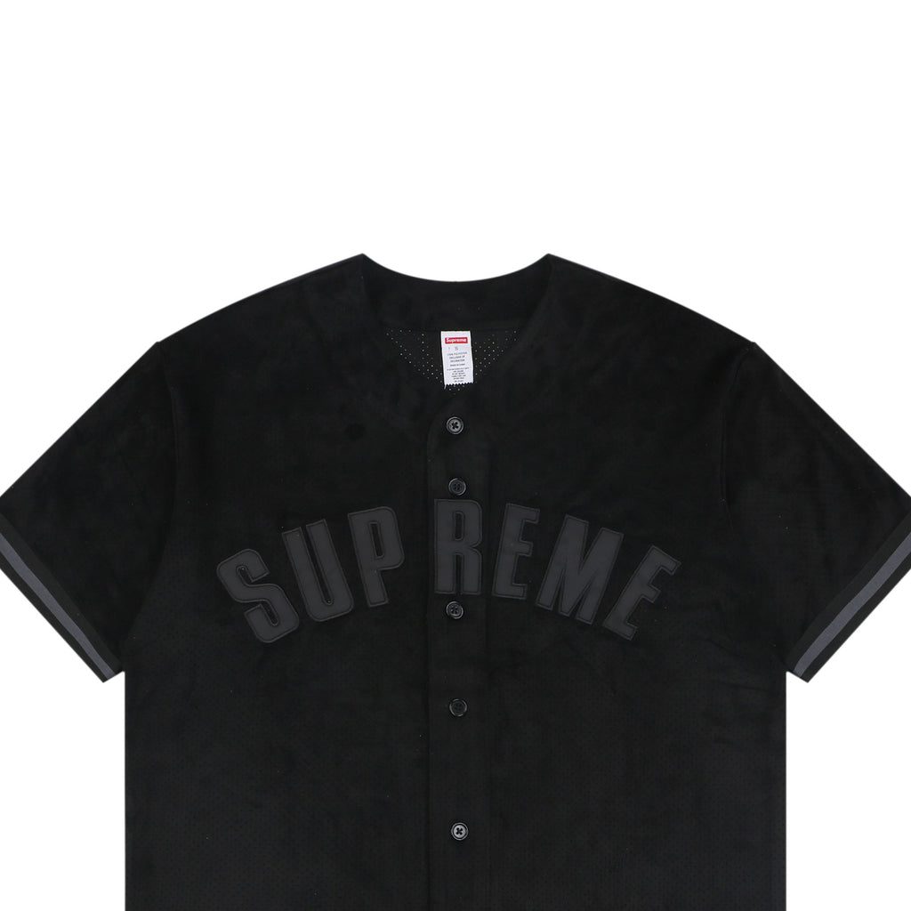 Supreme Suede Mesh Baseball Jersey Short Sleeve - Black
