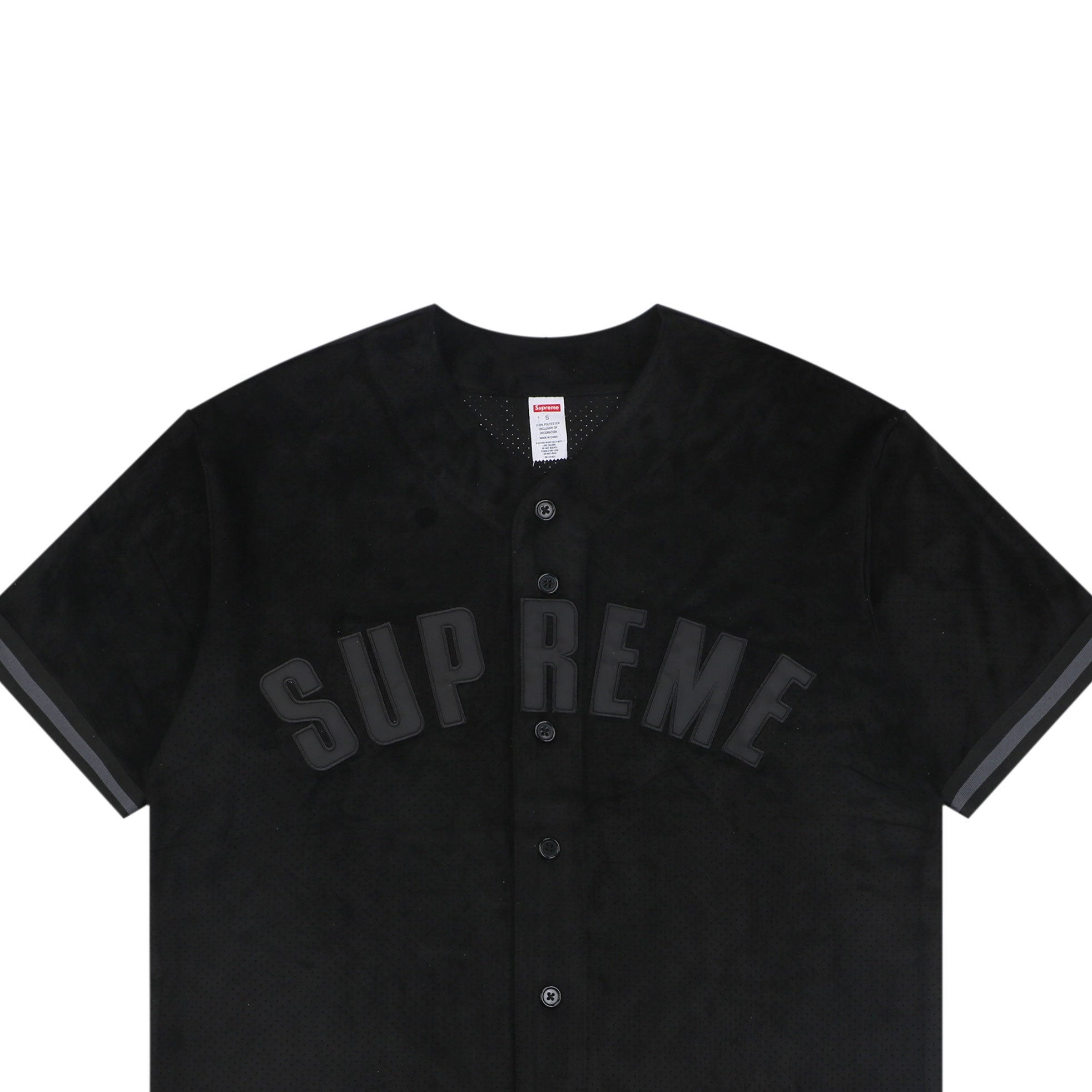 Supreme Suede Mesh Baseball Jersey Short Sleeve - Black