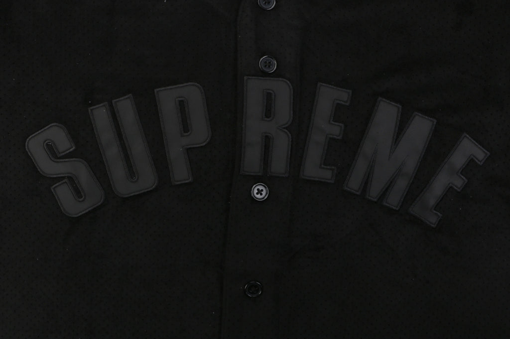 Supreme Suede Mesh Baseball Jersey Short Sleeve - Black